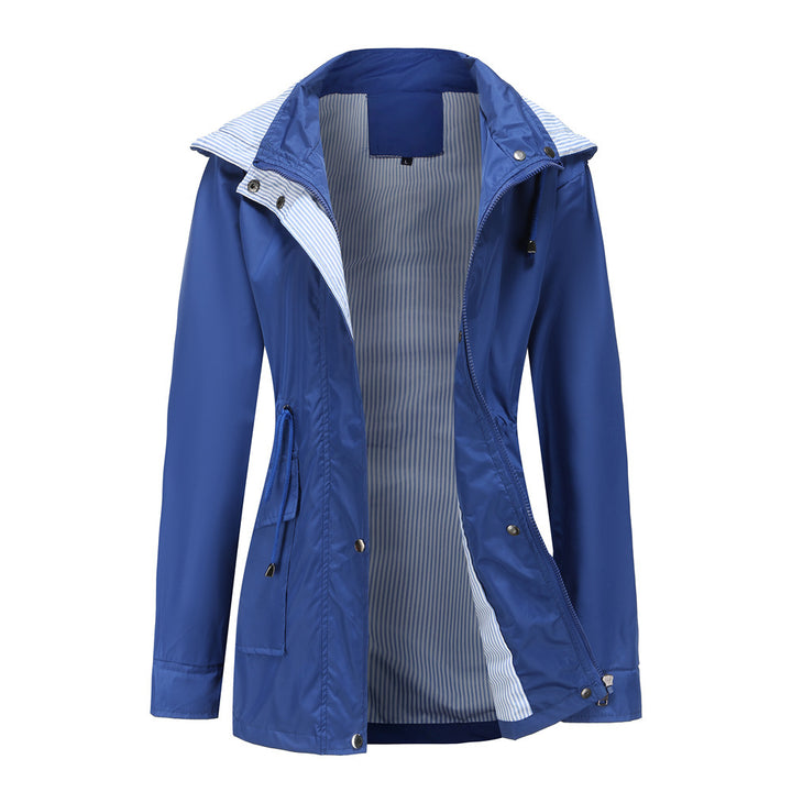 Veste de pluie imperméable pour femmes avec capuche ajustable et cordon de taille Lune London