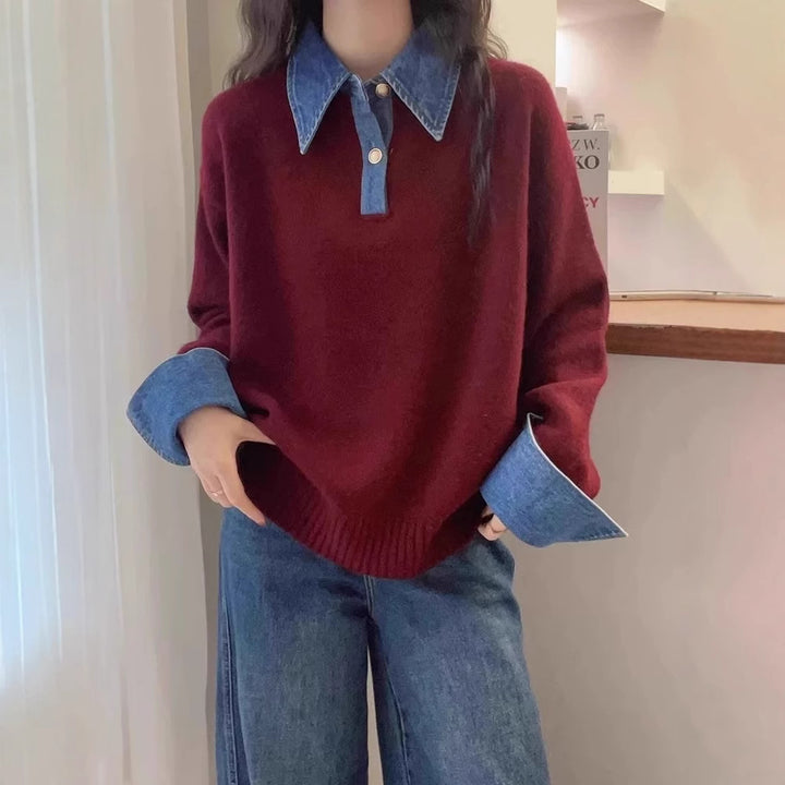 Pull femme avec un col de chemise tendance et un matériau doux Chic & Stil