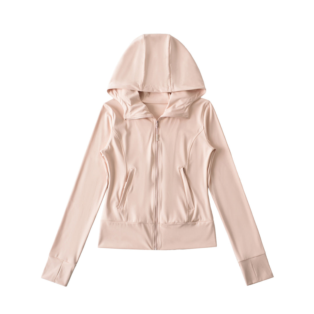 Women's Hooded Sports Jacket with Full Zip, Tailored Fit, and Integrated Zipper Pockets Amarae