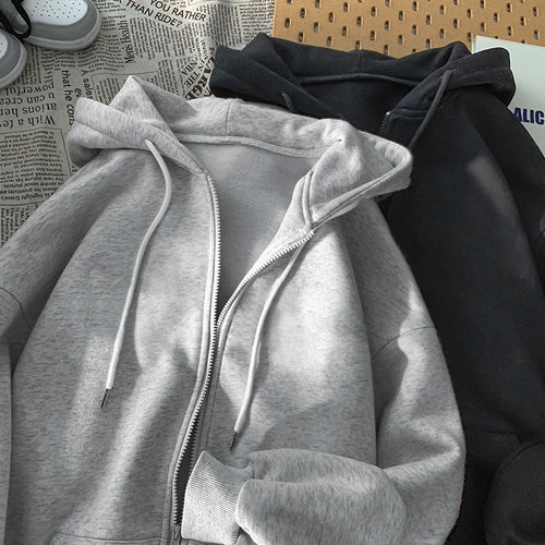 Women's hoodie sweatshirt jacket with ergonomic cut and practical zipper