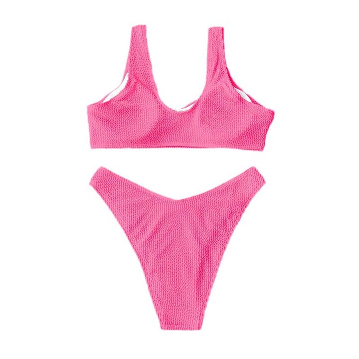 Ladies Textured Bikini Top and Chic High Waist Bottom