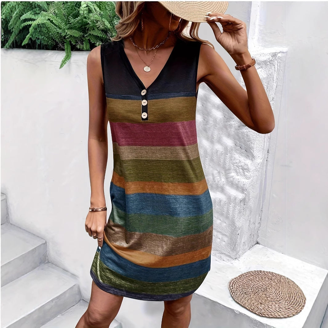 Lune London Striped Sleeveless Shift Dress for Women