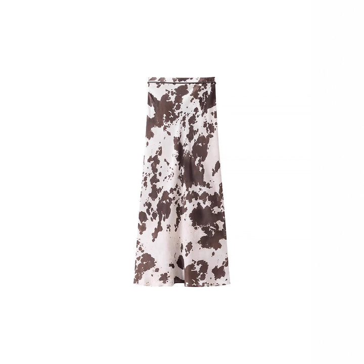 Women's loosely cut shirt blouse with cow spot print and concealed button placket Amarae