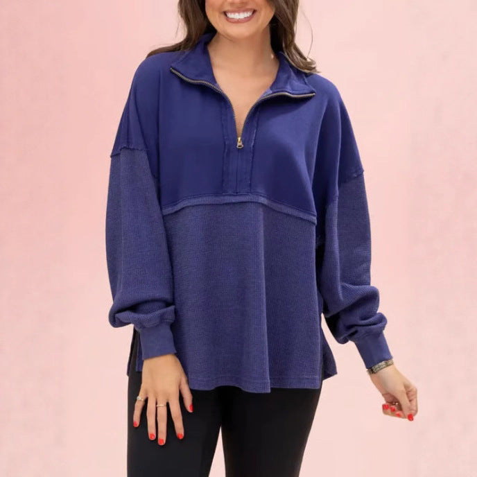Pull décontracté pour femmes avec fermeture éclair et coupe décontractée Chic & Stil