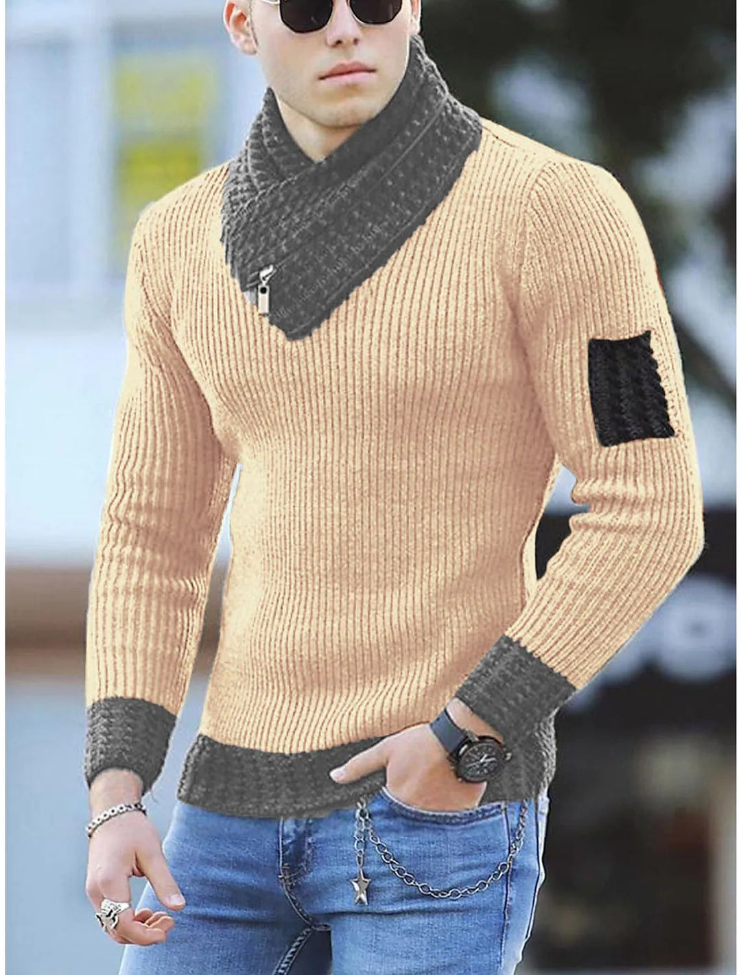 Structured men's sweater with modern high collar Lune London