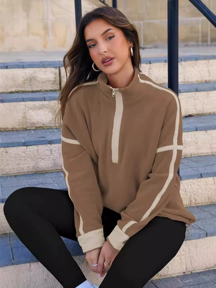 Fleece sweater for women with zip Lune London