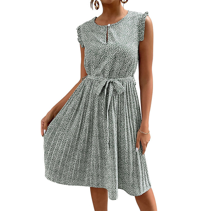 Pleated dress for ladies with waist belt Lune London