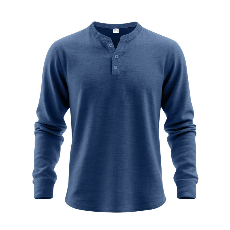 Men's long sleeve T-shirt with button placket and round neck Lune London