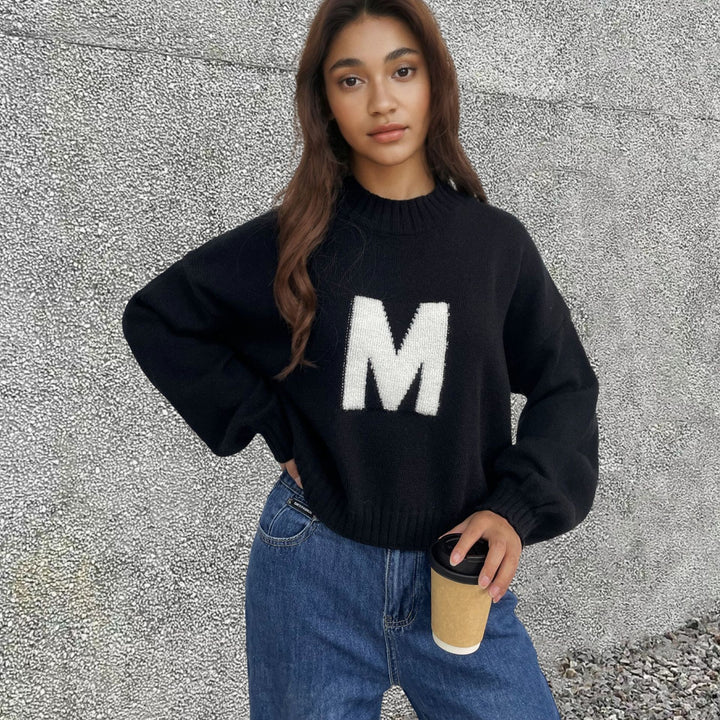 Casual women's sweater with a catchy letter pattern Lune London