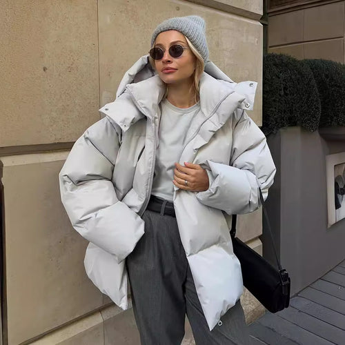 Fashion parka for women with electric hood insert and elastic waist Amarae