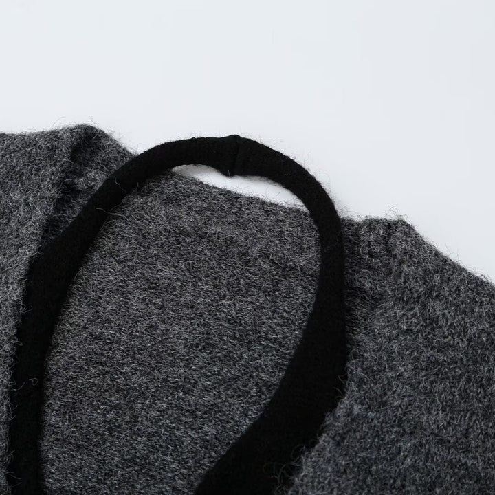 Ladies Oversize Knit Cardigan with Deep V-neck and Wide Ribbed Cuffs Amarae