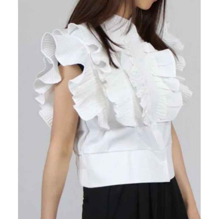 Ruffled top for women with puff sleeves Lune London