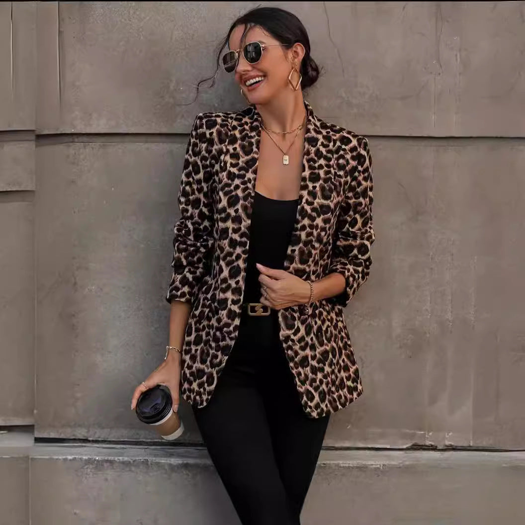 Women's Stylish Blazer In Leopard Design with Slim Fit Lune London