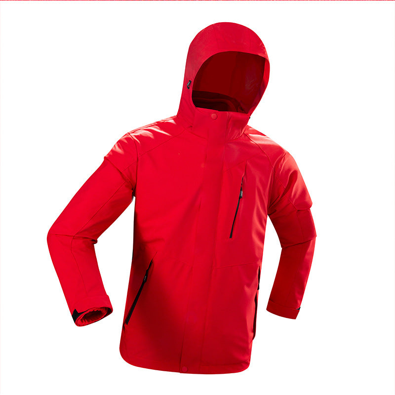 Men's technical softshell jacket with hood, windproof membrane, and chest zipper pocket Amarae