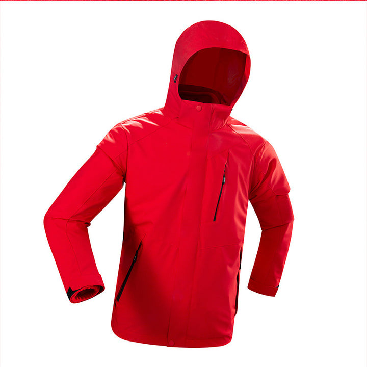 Men's technical softshell jacket with hood, windproof membrane, and chest zipper pocket Amarae
