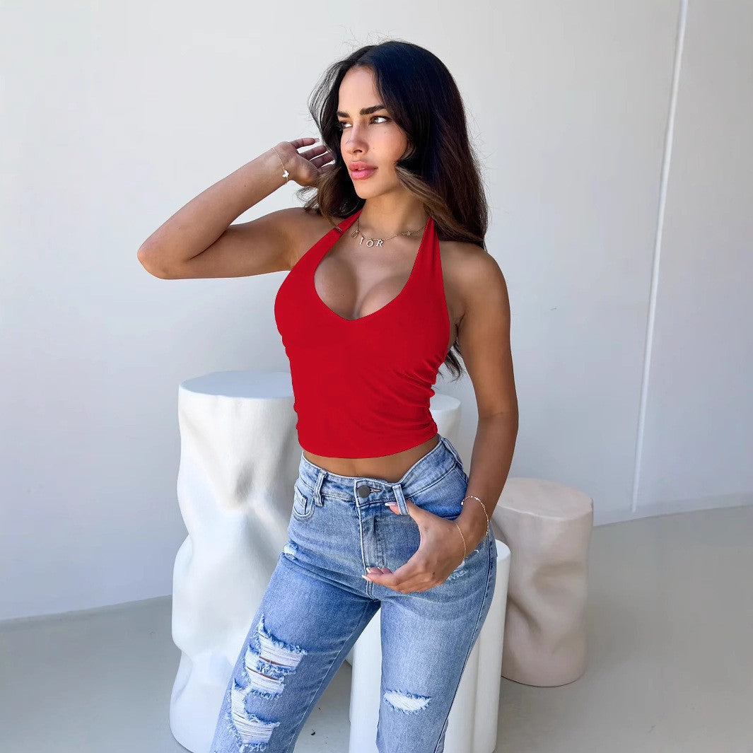 Women's one-sided cross-cut halter top Lune London
