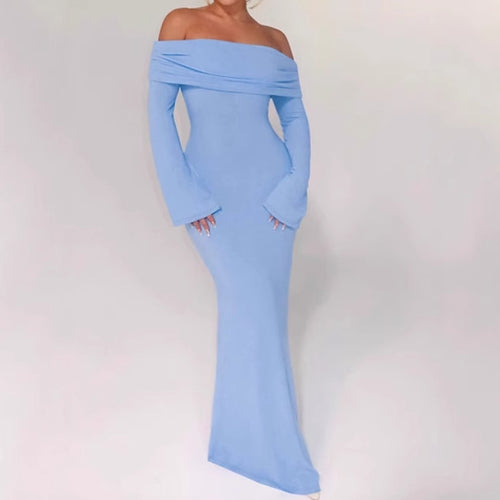 Maxi off-shoulder dress for women with creative cut-out details and a fitted design Chic and Style