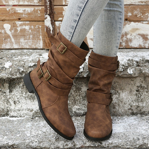 Fashionable ankle boots for women with elegant buckles and a refined pleated design Amarae