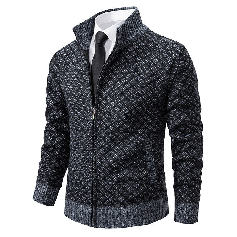 Women's knitted jacket with textured pattern and high collar Lune London