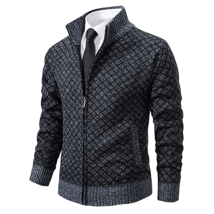 Women's knitted jacket with textured pattern and high collar Lune London