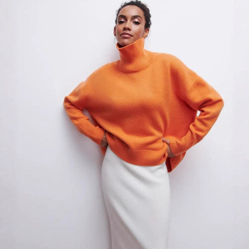 Women's Oversized Turtleneck Sweater Made Of Soft Knit Amarae