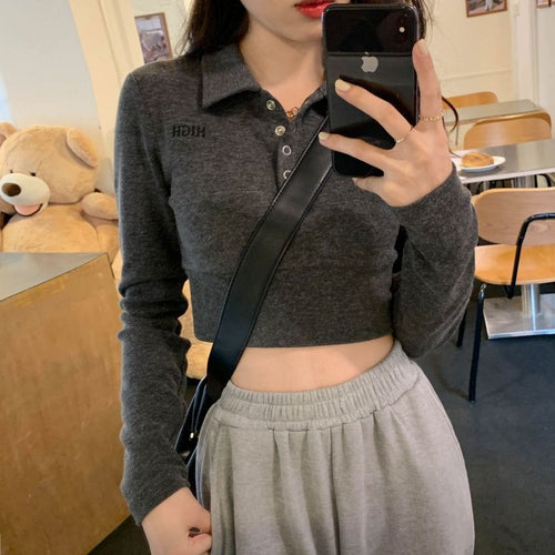 Haut polo à manches longues pour femme avec patte de boutonnage Chic & Stil
