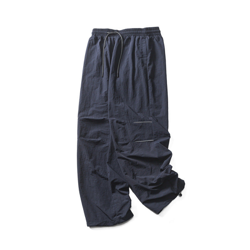 Men's Lightweight Cargo Casual Pants with Drawstring Waistband, Reflective Details, and Adjustable Leg Openings Amarae