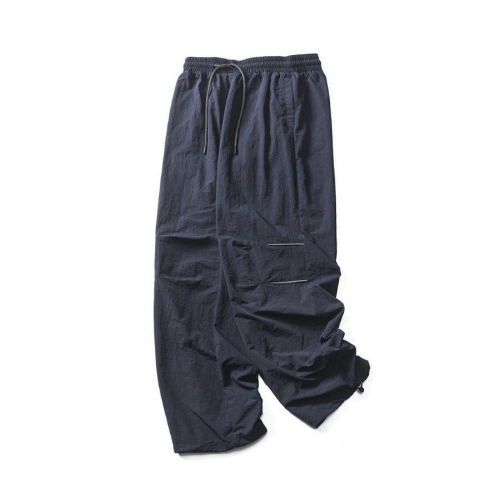 Men's Lightweight Cargo Casual Pants with Drawstring Waistband, Reflective Details, and Adjustable Leg Openings Amarae