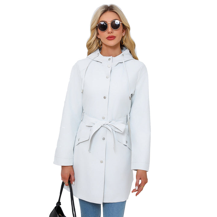 Women's waterproof transition jacket with adjustable hood and waist belt Lune London
