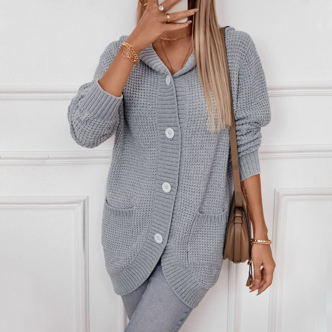 Casual knitted coat for women with hood Lune London
