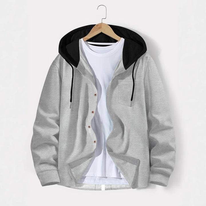 Casual hooded jacket for men with button placket and practical side pockets Lune London