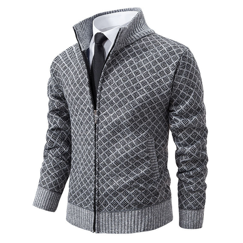 Zip jacket for men with modern diamond pattern Lune London