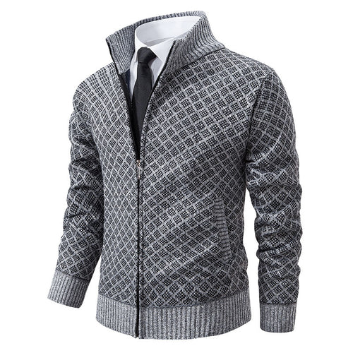 Zip jacket for men with modern diamond pattern Amarae