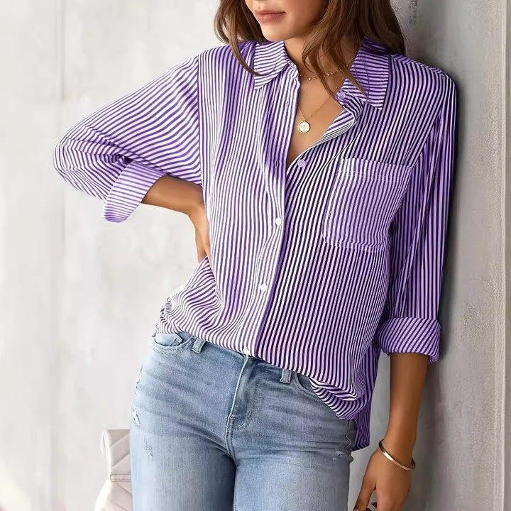 Women's Checked Shirt with Casual Cut and Applied Chest Pocket Lune London