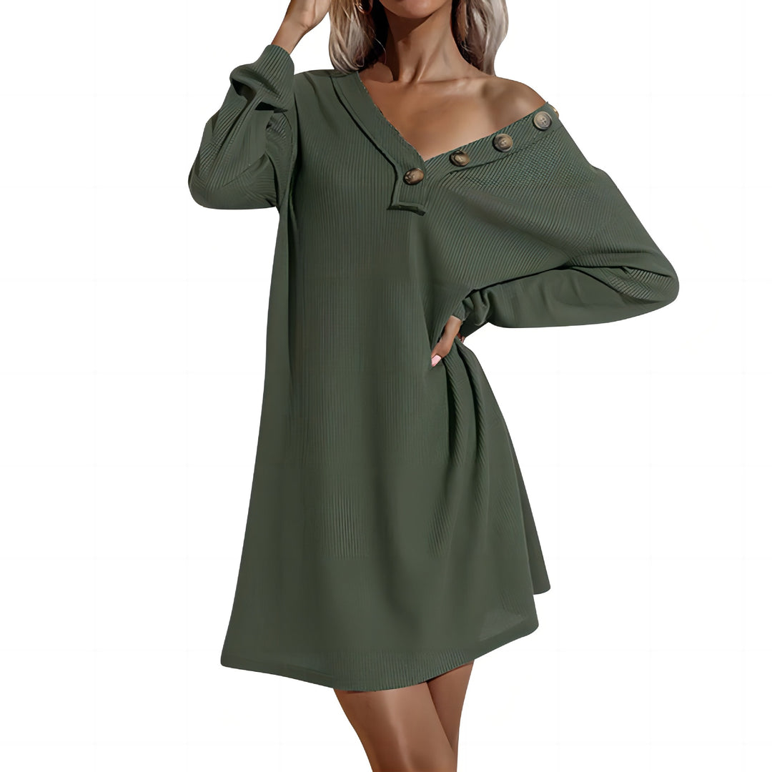 Button dress for women off-shoulder Lune London