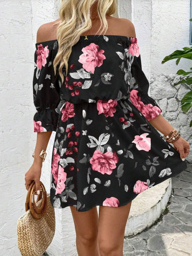 Boho dress for women with floral pattern Lune London