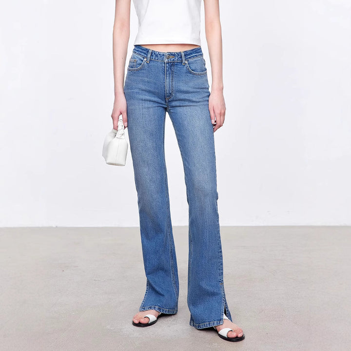 Jean bootcut pour femmes au style vintage avec taille haute Chic & Stil
