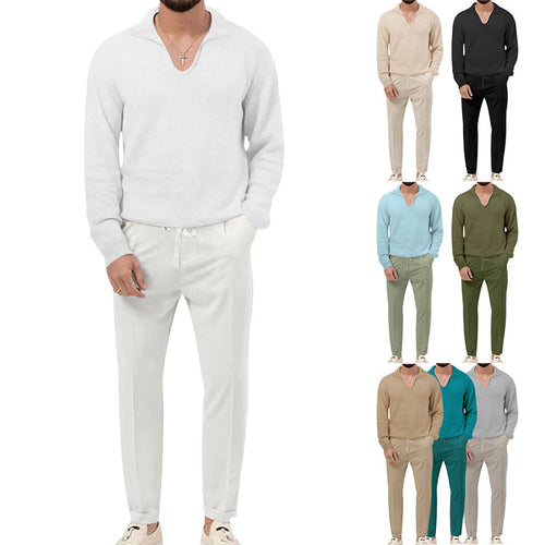 Comfortable pullover for men with V-neck and elegant pants combination Amarae