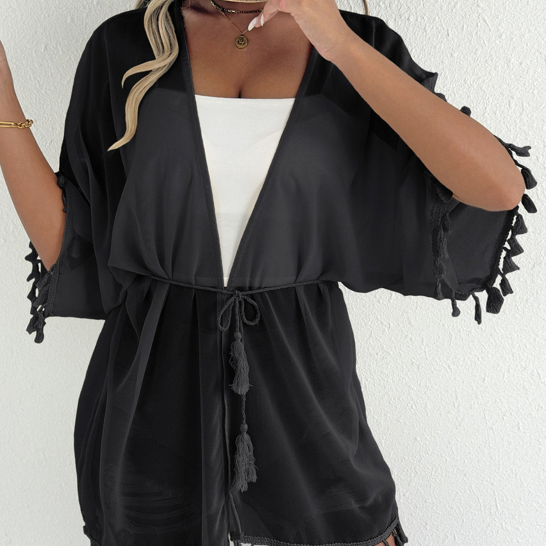 Ladies Light Fringes-Border Beach-Kimono Lune London