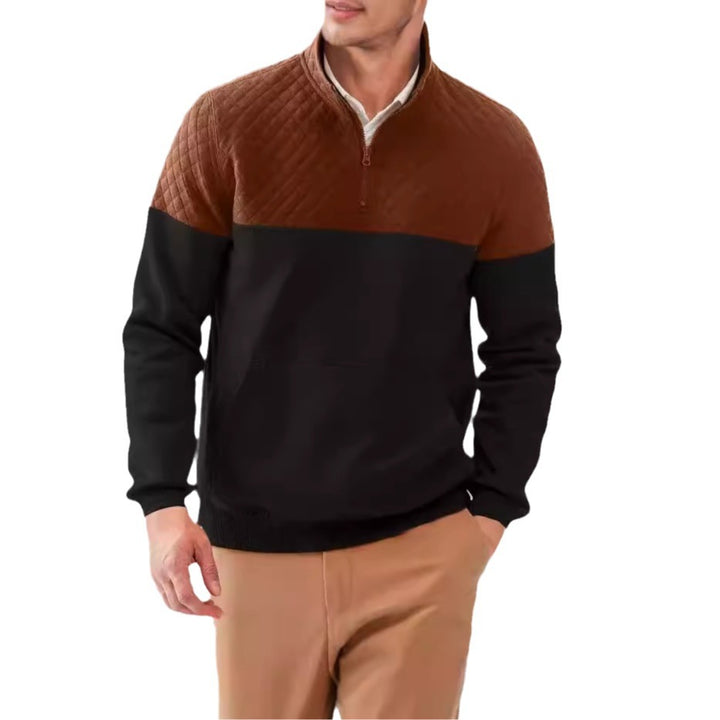 Fleece pullover for men with quilted details and high collar Lune London