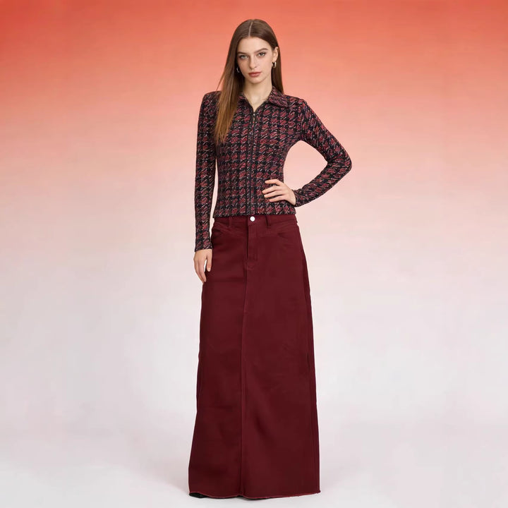 Ladies maxi skirt in modern cut with fringed details Lune London