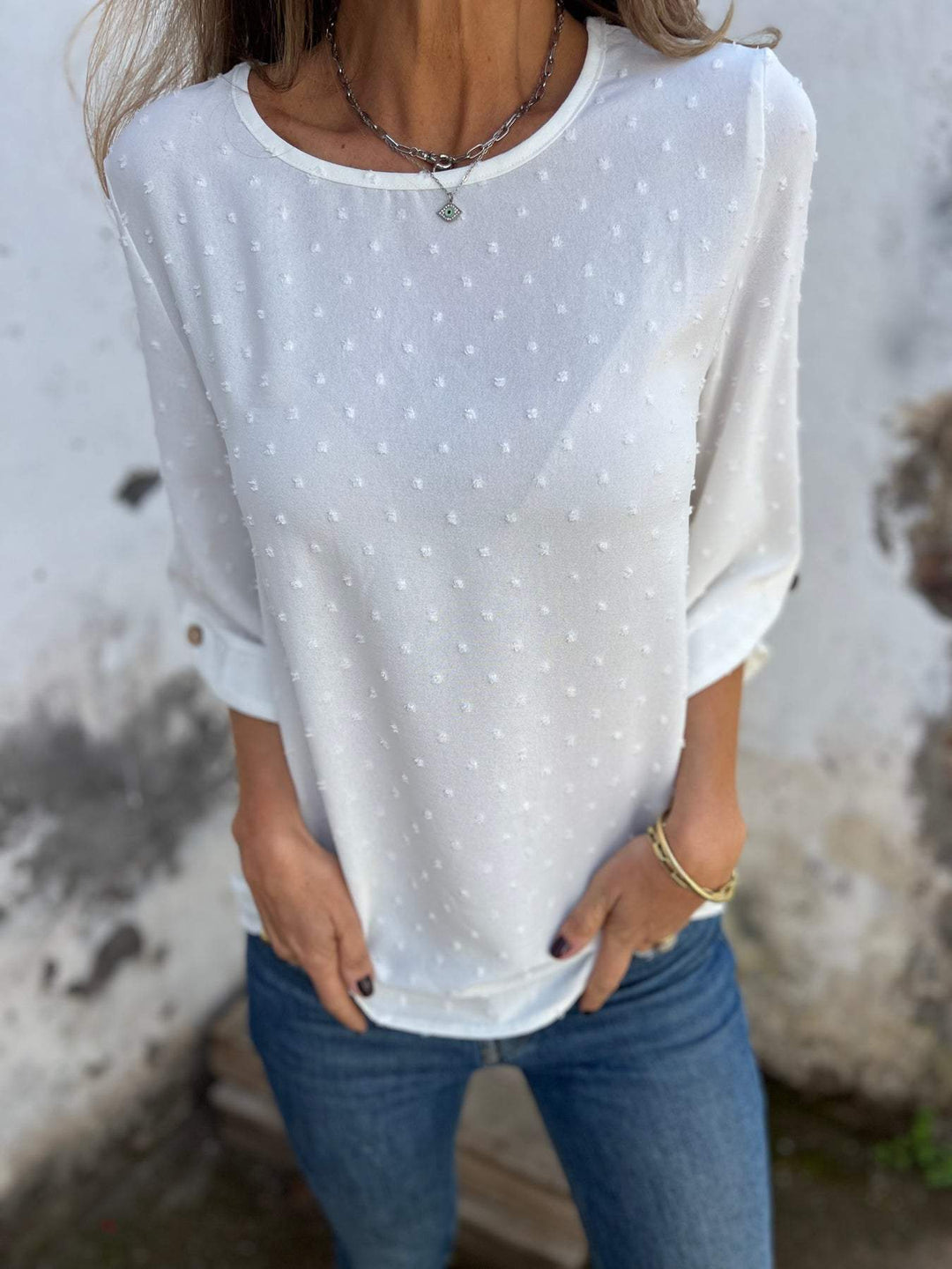 Casual blouse for women with decorative polka dot design Lune London