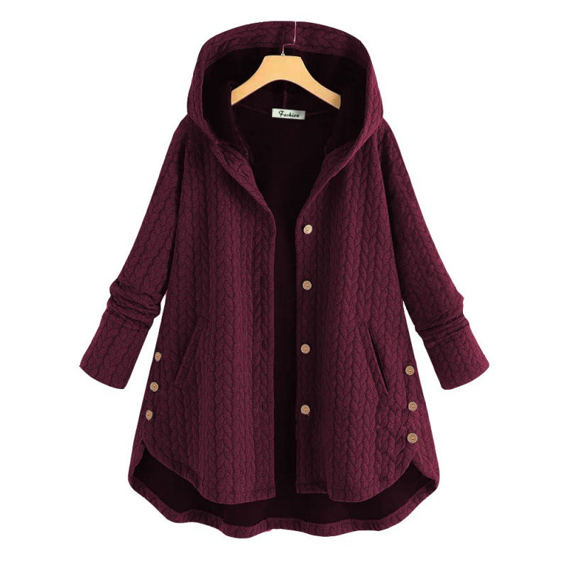 Veste à capuche décontractée pour femmes avec fermeture à boutons et poches Chic & Stil