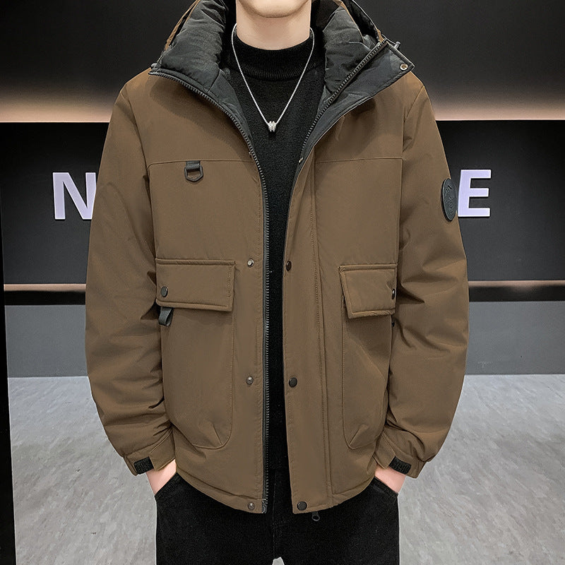 Men's Padded Short Parka with Hood windproof water-repellent and multifunctional pockets Amarae