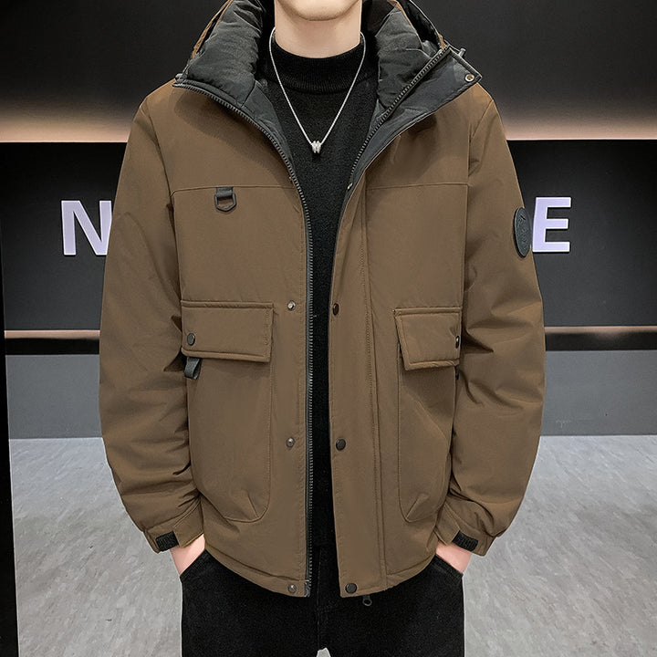 Men's Padded Short Parka with Hood windproof water-repellent and multifunctional pockets Amarae
