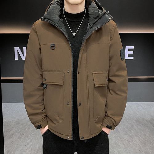 Men's Padded Short Parka with Hood windproof water-repellent and multifunctional pockets Amarae