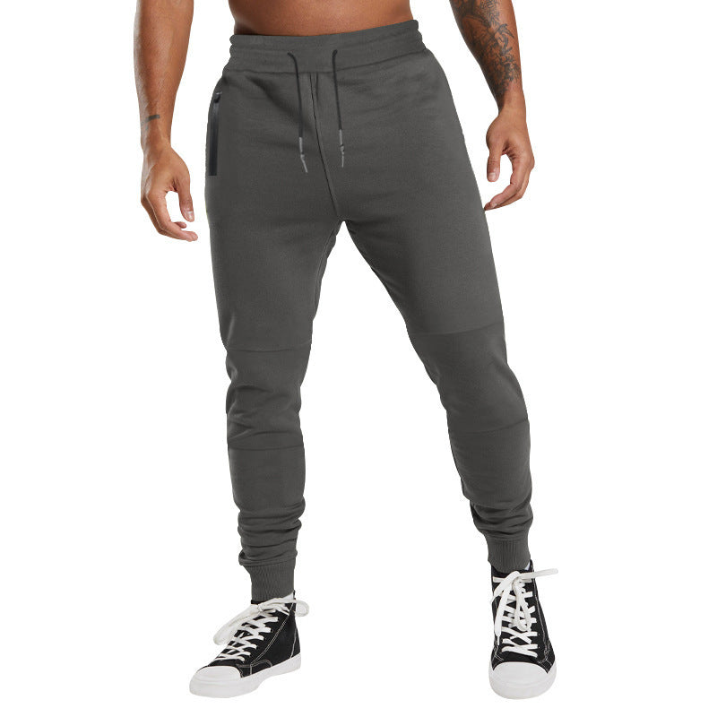 Sporty men's jogger pants with zipper and elastic waistband Lune London