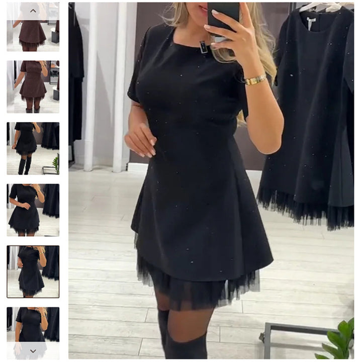 Robe Élégante pour Femmes avec Ourlet en Tulle et Silhouette Simple Chic & Stil