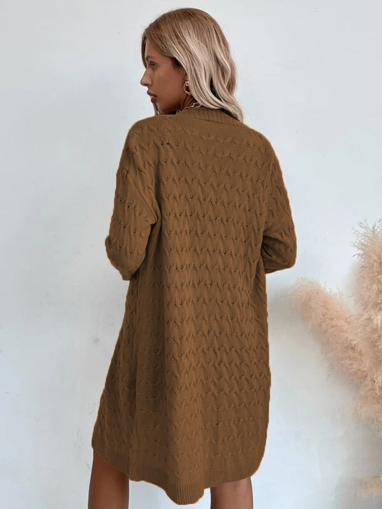 Ladies Large knit coat with textured pattern and relaxed fit Lune London