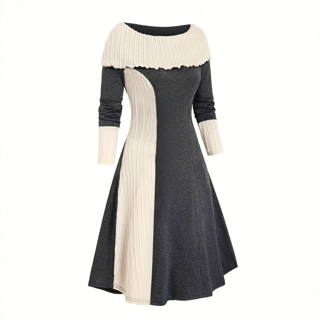 Women's dress with asymmetric cut and ruffled collar Lune London